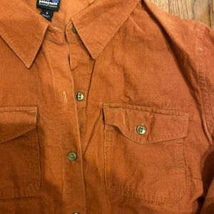 Patagonia Orange Corduroy Button Up Shirt. Size 2.